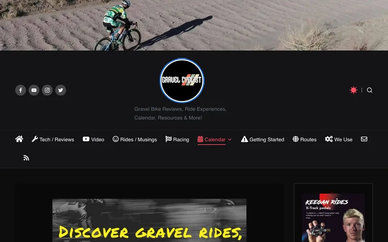 The Gravel Cyclist calendar page